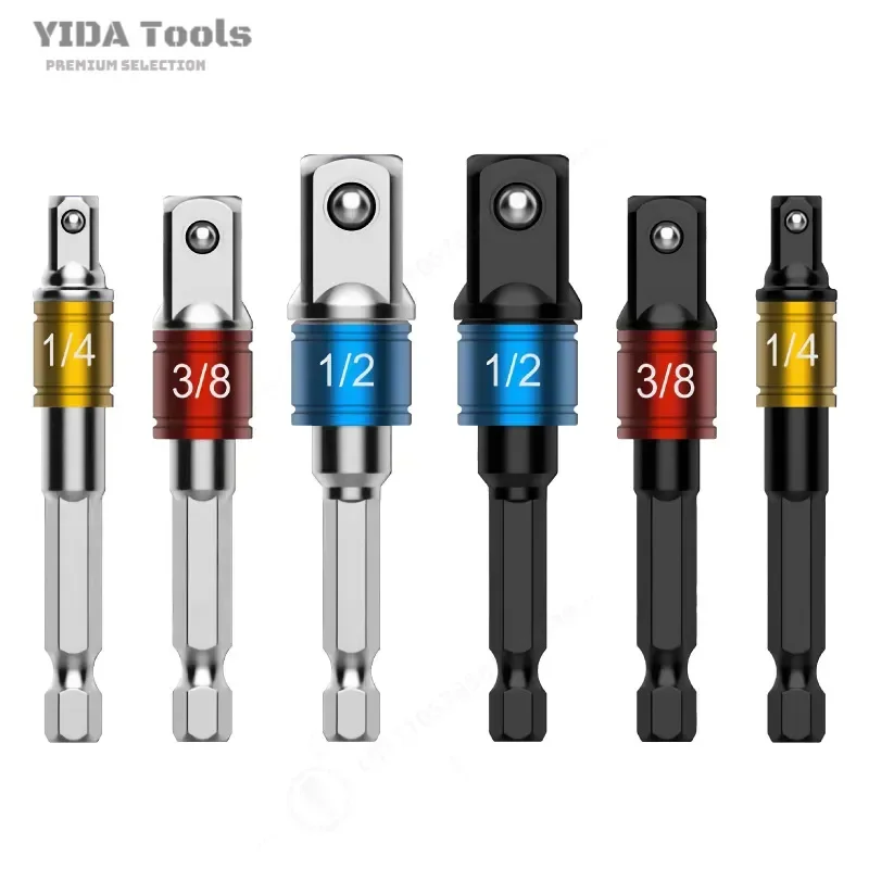 Multifunctional Sleeve Conversion Head Hand Drill Connecting Rod Electric Wrench Adapter Hexagonal to Square Drive Linkage