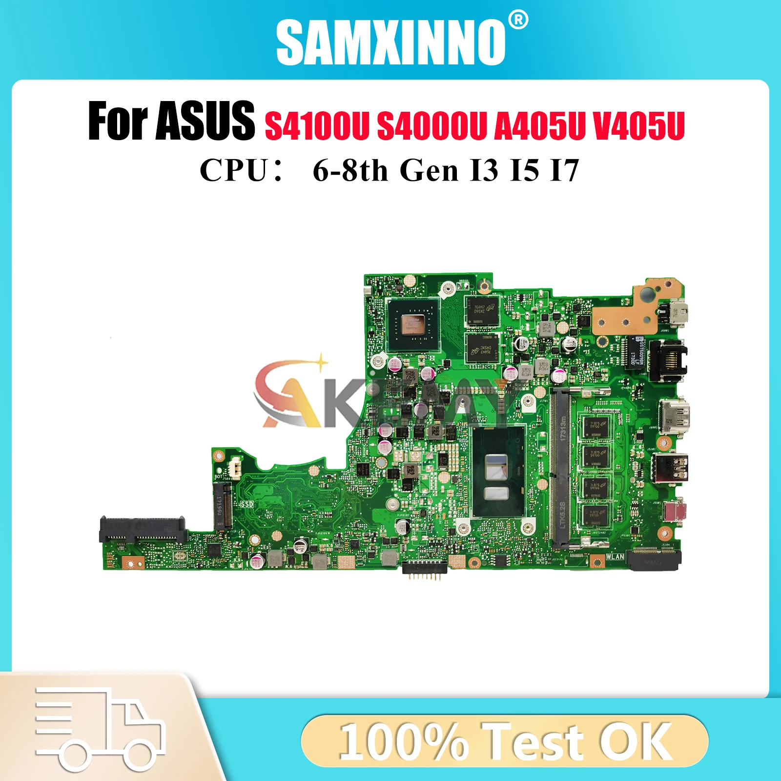 

Материнская плата для ноутбука X405UQ для ASUS X405UQ X405UF V405U S405U S4000U A405U S4100U X405U X405UN X405URP, материнская плата с процессором I3 I5 I7