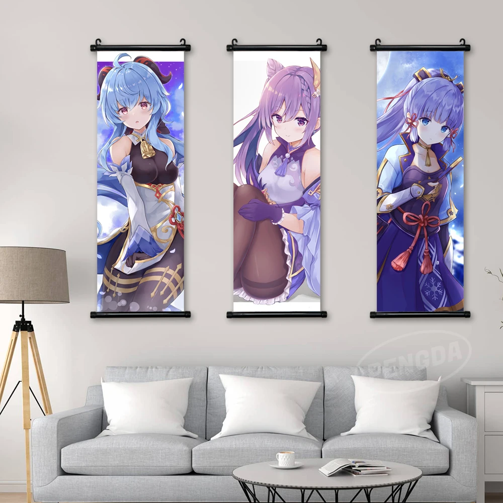 

Canvas Wall Art Genshin Impact Prints Painting Anime Scrolls Hanging Keqing Poster Lumine Home Decor Living Room Modular Picture