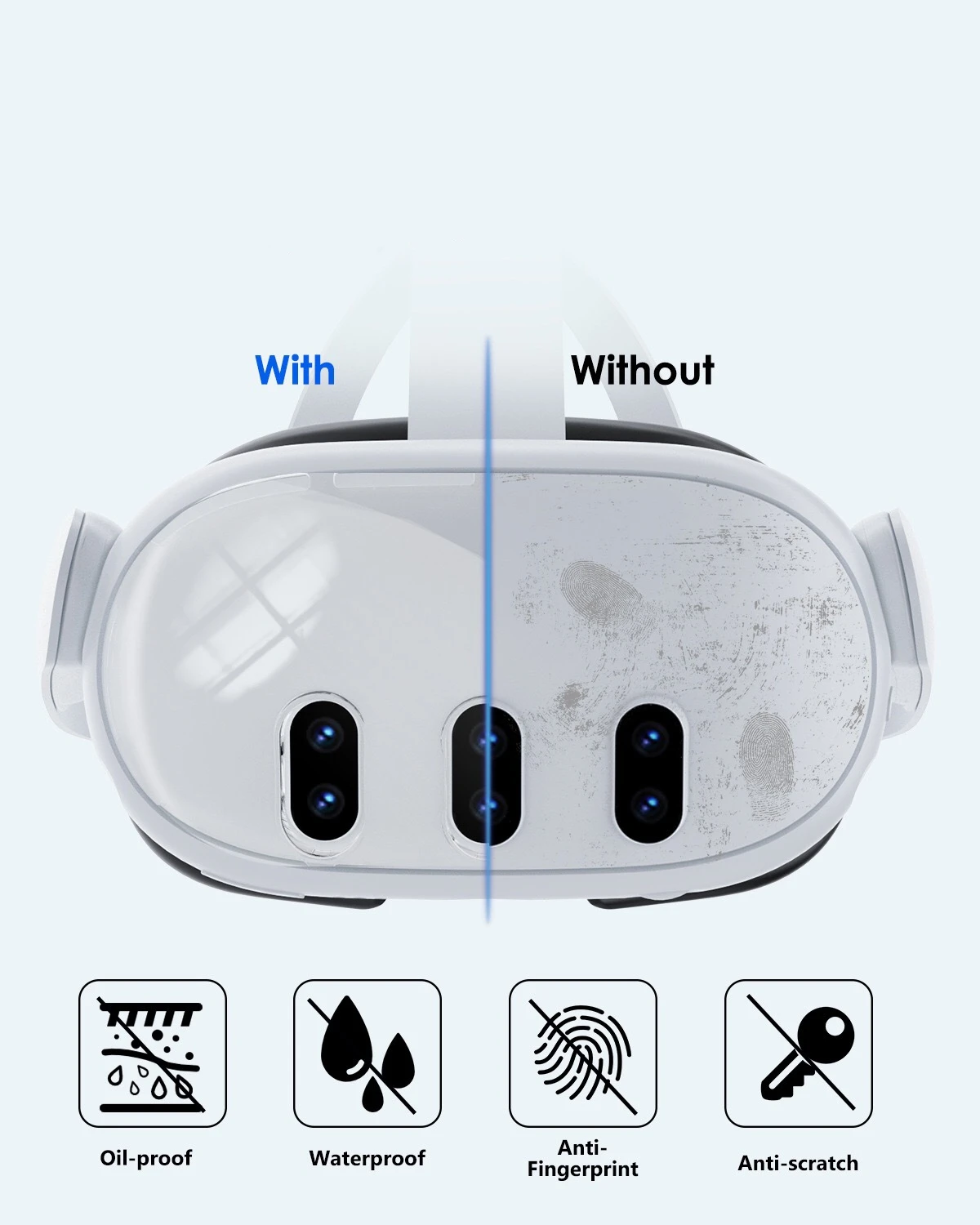 لـ Meta Quest 3 حافظة شفافة Q 3 إطار رئيسي حافظة شفافة غطاء العدسة مجموعة غطاء الروك #2