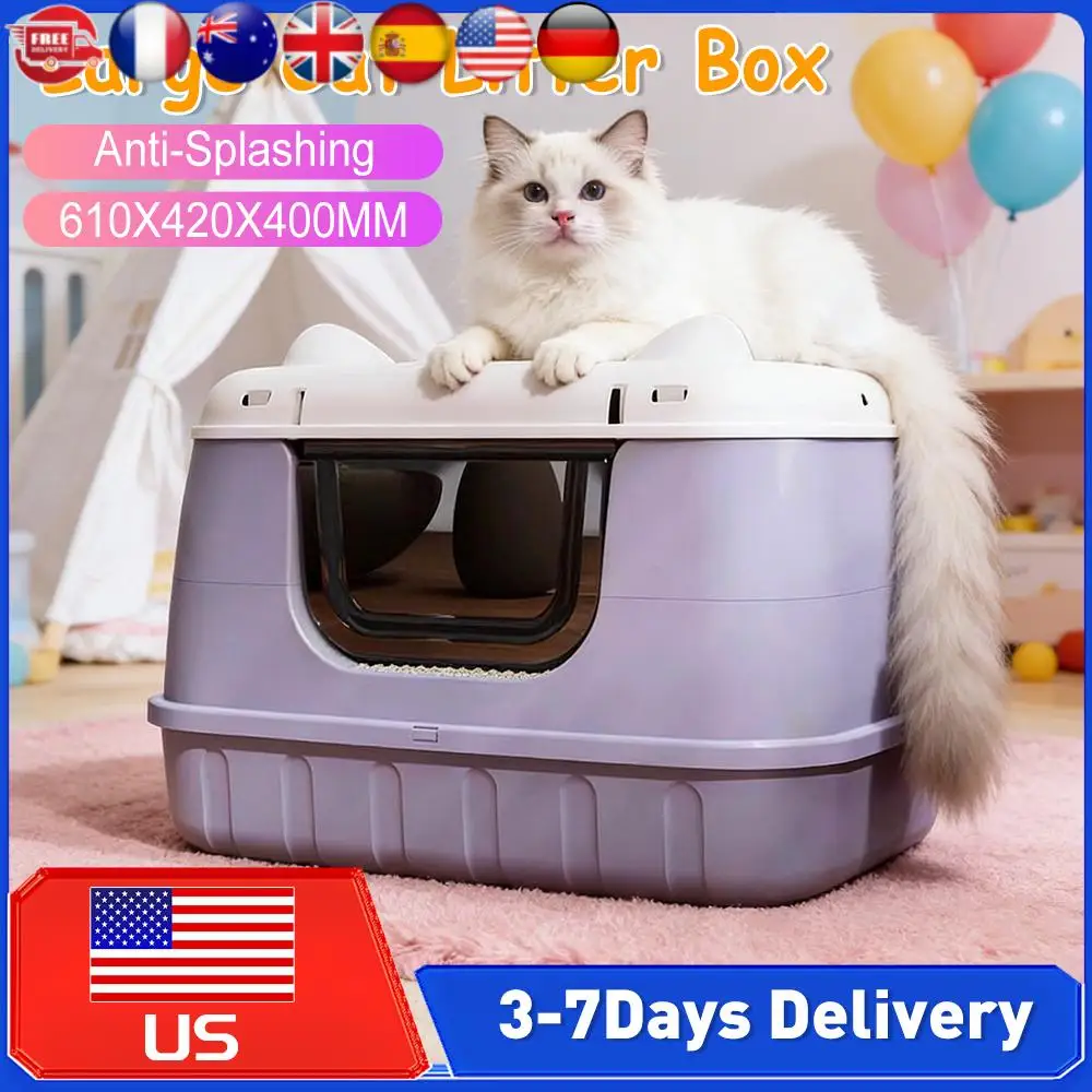 

Лоток для кошачьего туалета с защитой от разбрызгивания, с ручкой, для крупных пород кошек, для нескольких кошек в доме, зоотовары