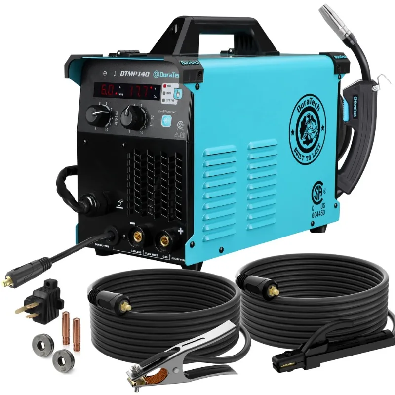 

Сварочный аппарат MIG, 140 А, 120 В, сварочный аппарат с флюсовым сердечником, безгазовый/сплошной сердечник, газовый экранированный/TIG/палочка, сварочный аппарат 4-в-1, подходит