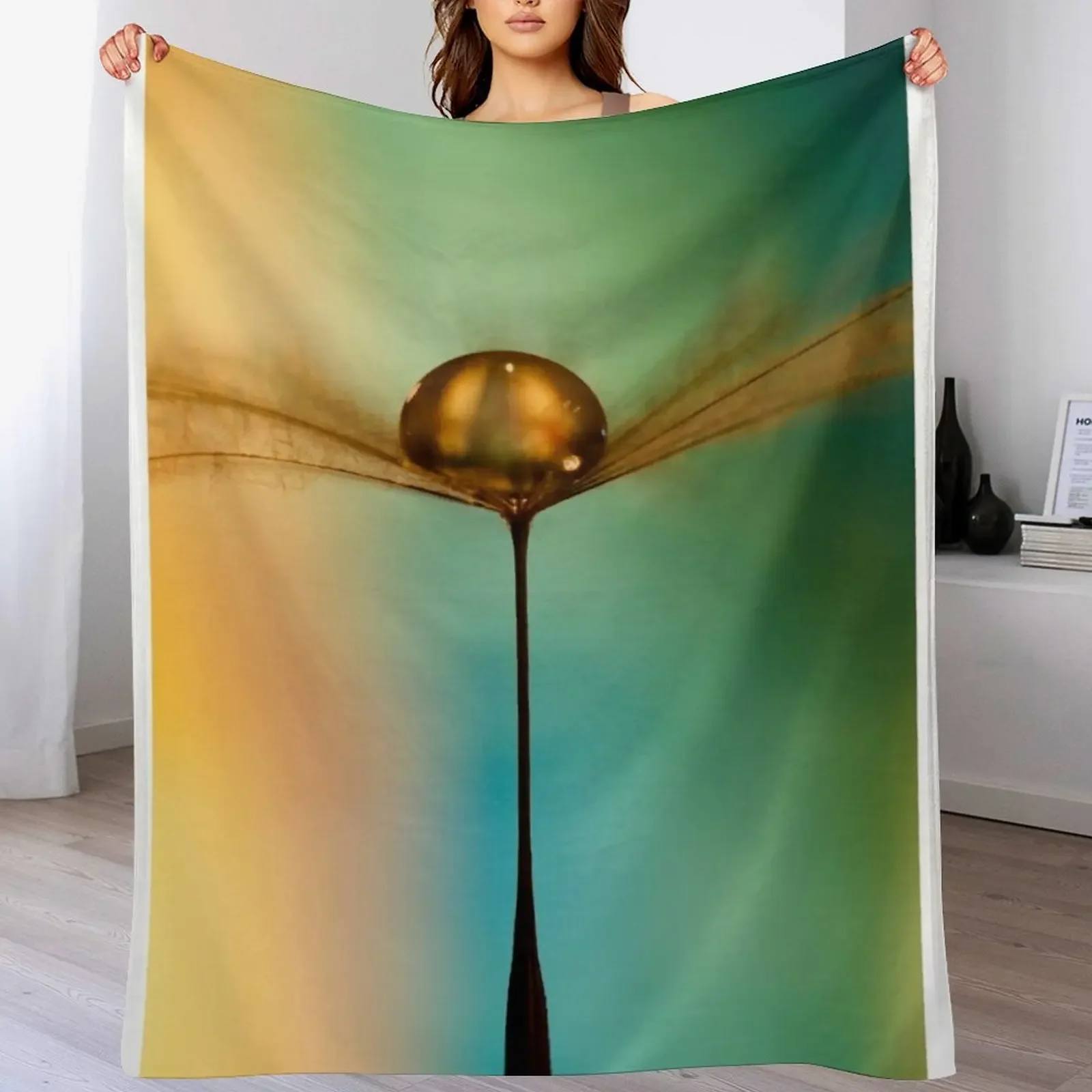 Flight Of The Teardrops Turquoise & Mustard II Throw Blanket Decorative Throw manga Blankets