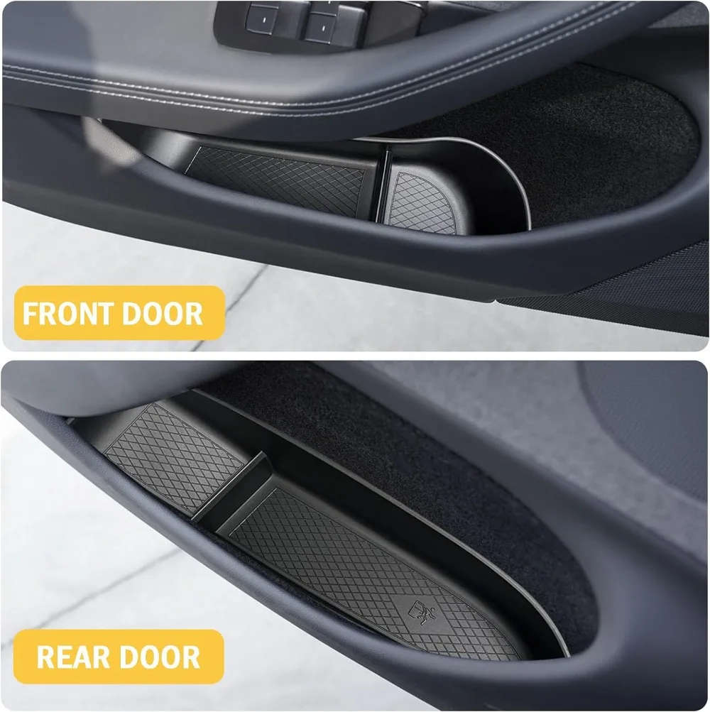 Front Rear Door Slot Pockets Side Storage Box Washable for Tesla Model 3 2024 Highland Handle Armrest Tray Organizer Accessories