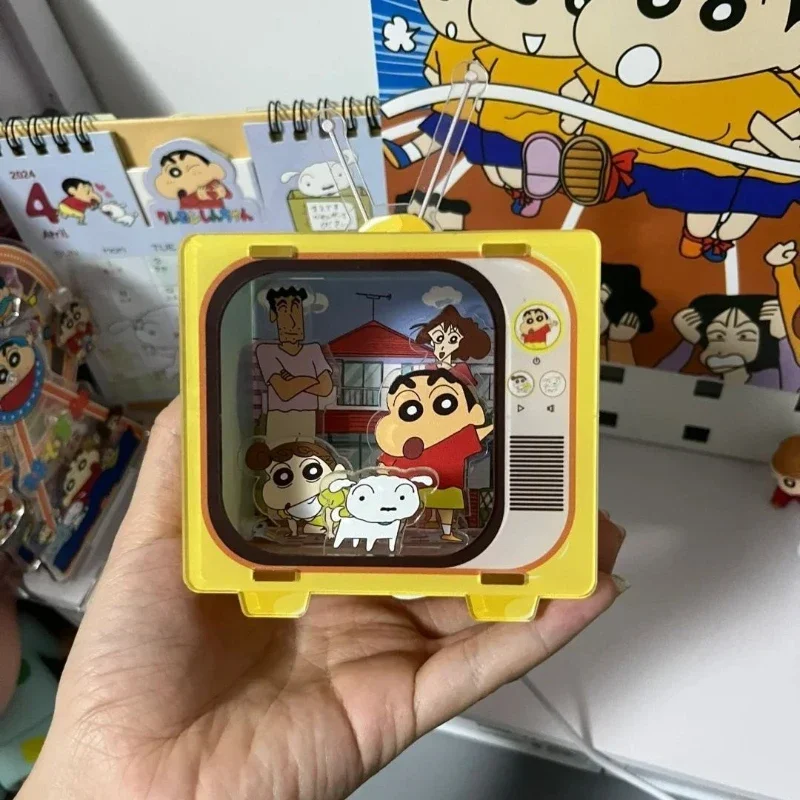 Crayon Shin Chan TV Night Light Kawaii Cute Bedroom Desktop Eye Protection Assembly Yellow Blue Soft Light Night Light Bedlight