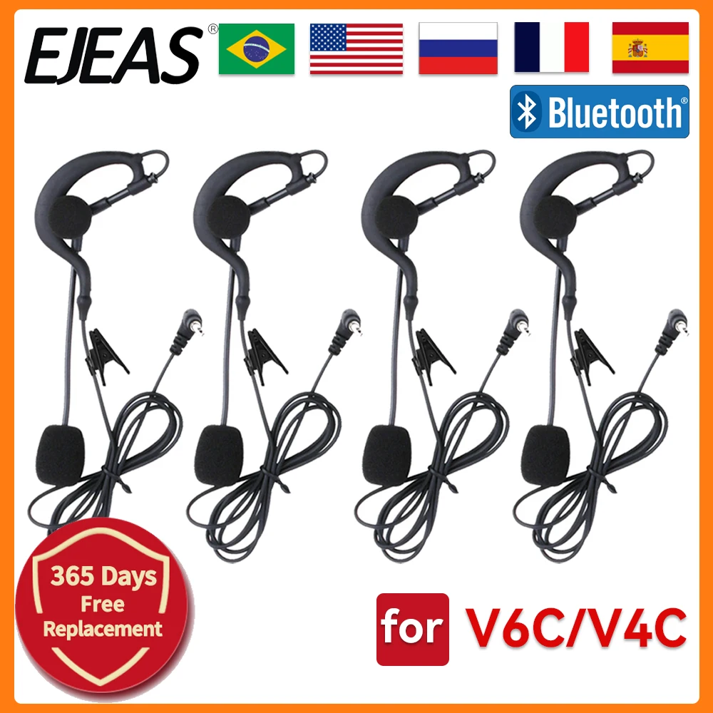 

4/1PCS EJEAS V6C/V4C Referee Earhook Headphone Jack Headset Microphone Mic for Vnetphone V6 V4 Motorcycle Helmet Interphone Mic