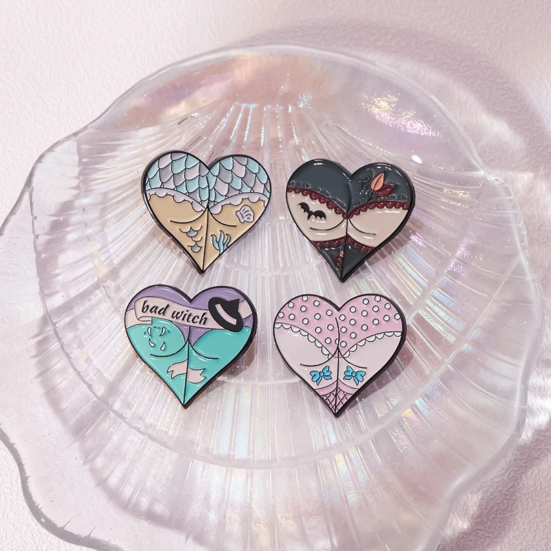Halloween Sexy Butt Enamel Pins Custom Bad Witch Brooches Lapel Badges Punk Gothic Jewelry Gift for Kids Friends