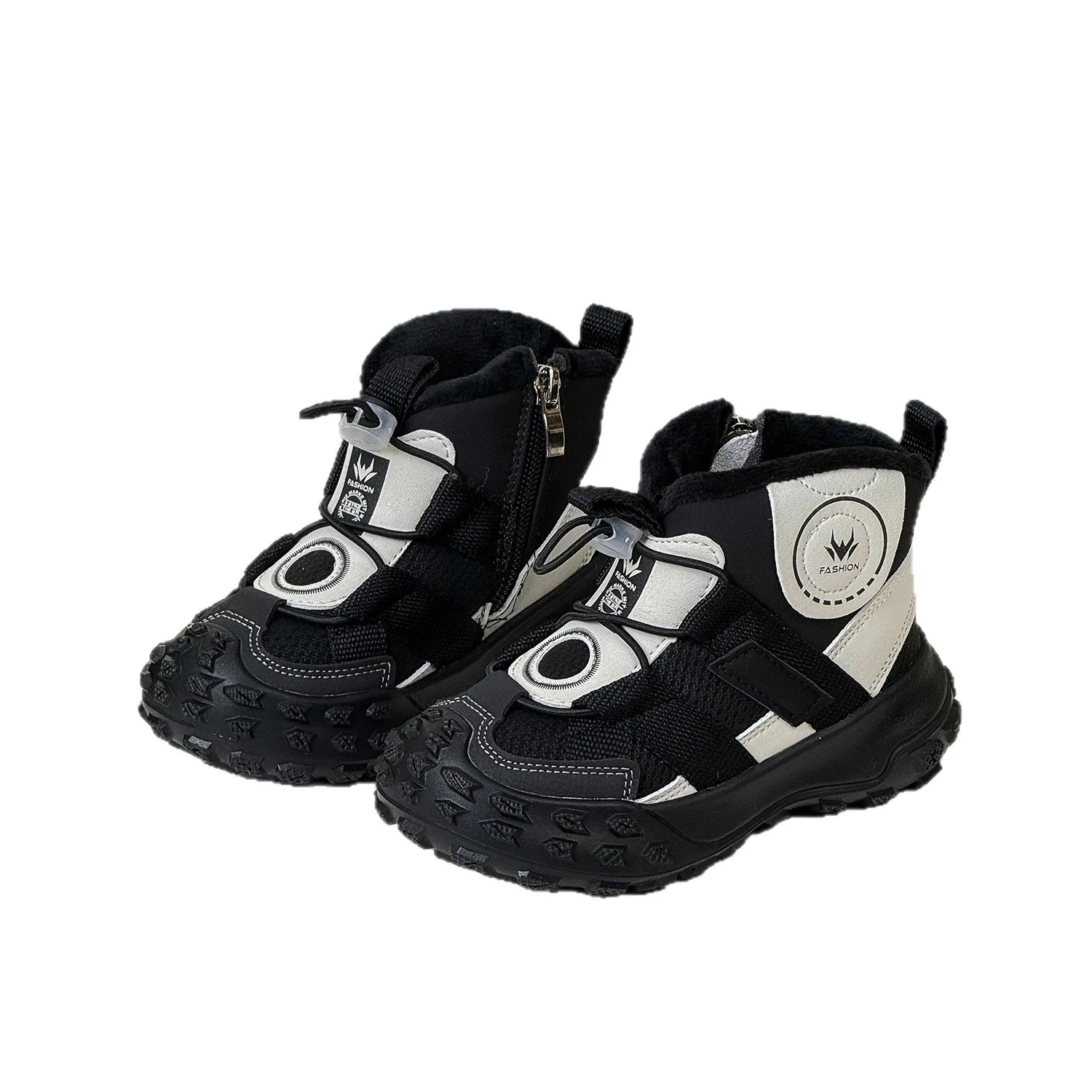 

New Winter Children's Boys Girls Outdoor High-Top Durian-Sole Fleece-Lined Sneakers Kids Toddlers Warm Casual Ankle Boots