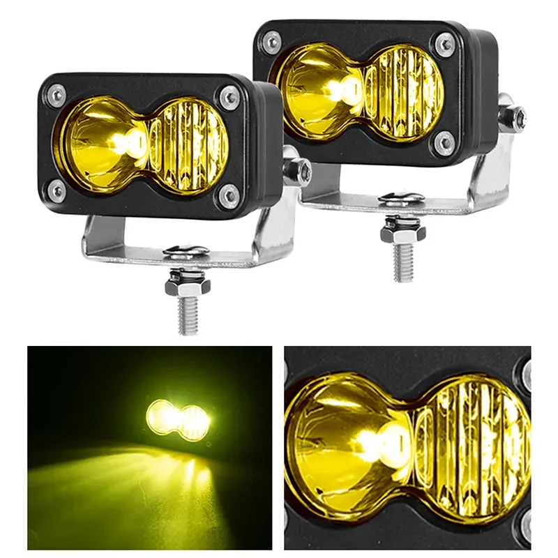 

2pcs 3inch LED Pods 20W White Amber Spot Flood Beam Work Lamp Spotlight for 4x4 Off Road Motorcycle Auxiliary Headlights 12V 24V