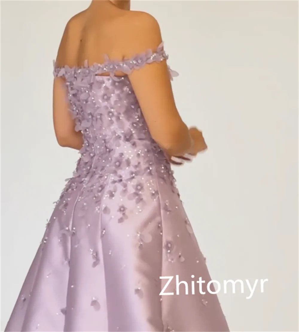 Prom Dress Evening Saudi Arabia Satin Applique Clubbing A-line Off-the-shoulder Bespoke Occasion Gown Long Dresses