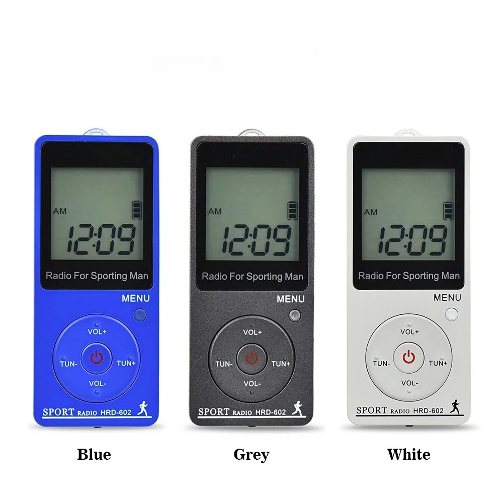 

HRD-602 Portable Radio Receiver FM/AM Radio LCD Display Lock Button Pocket Radio with Earphone Sports Pedometer
