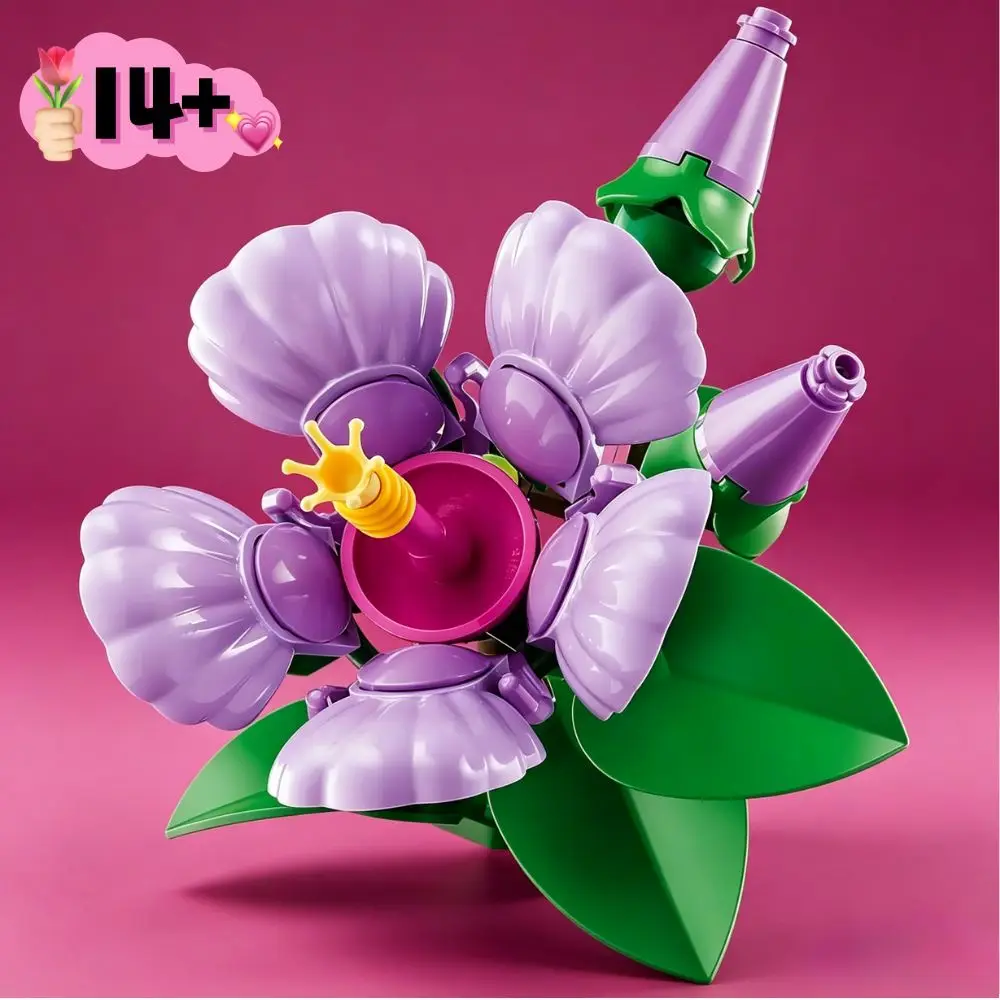 

660Pcs Botanical Hibiscus Flower Fit 10372 Potted Plant Model Building Blocks Gift For Adults Home Decoration
