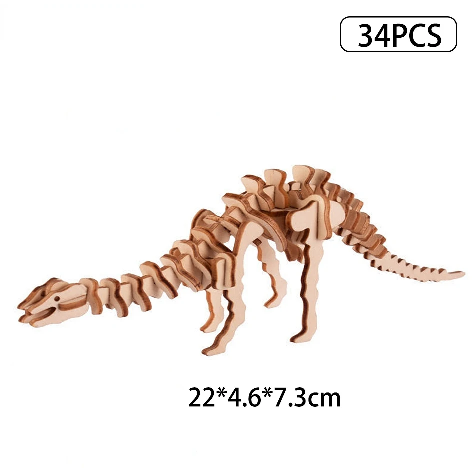 Diy Houten Puzzel 3d Model Dinosaurus Speelgoed Voor Kinderen Dieren Skelet Blokken Puzzel Hand Geassembleerd Kids Bureau Decoratie