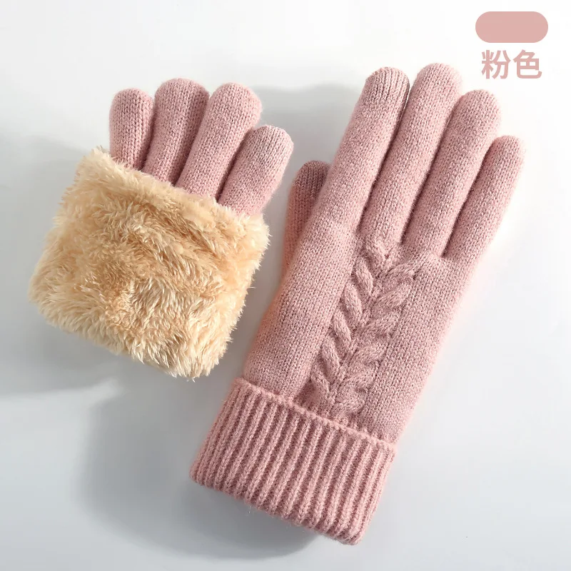 男女兼用ニット手袋 冬用 二重層 ベルベット 厚手 暖かい 防寒 ジャカード Amazon ファッション タッチスクリーン対応