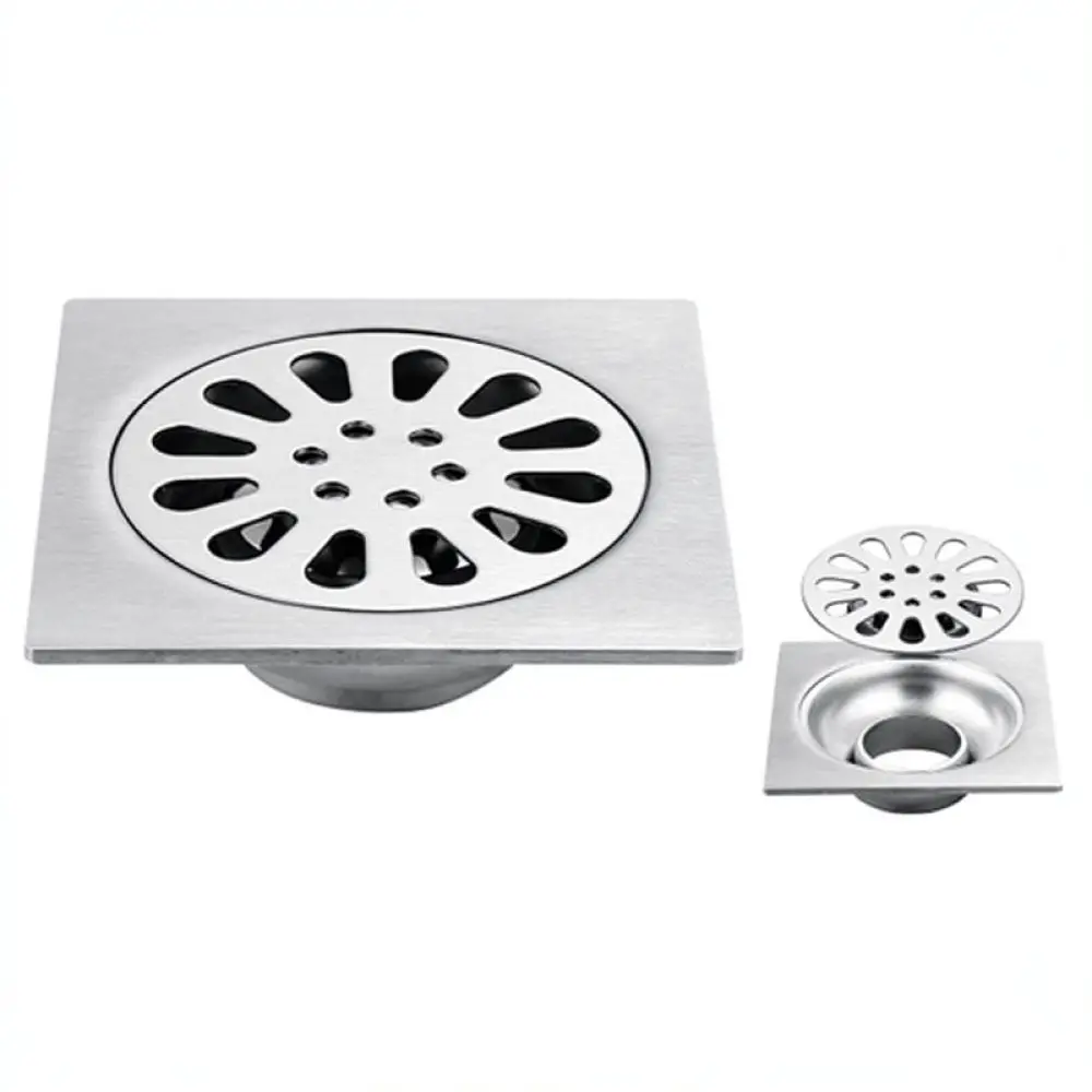 Durable Brushed 304 Stainless Steel Floor Drain Anti Clog Shower Waste Filter Modern Deodorant Sink Grate Bathroom Laundry Room