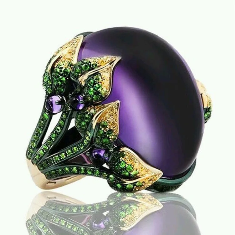 

European and American spot hot sale atmospheric purple plate ring men's and women's creative new models
