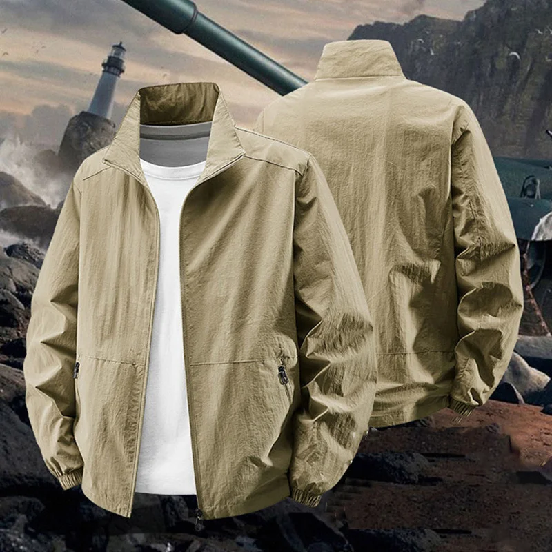 

Men's Casual Jackets Outdoor Business Coat Autumn Lightweight Breathable Windbreaker Wear-Resistant Classic Solid Color Jacket