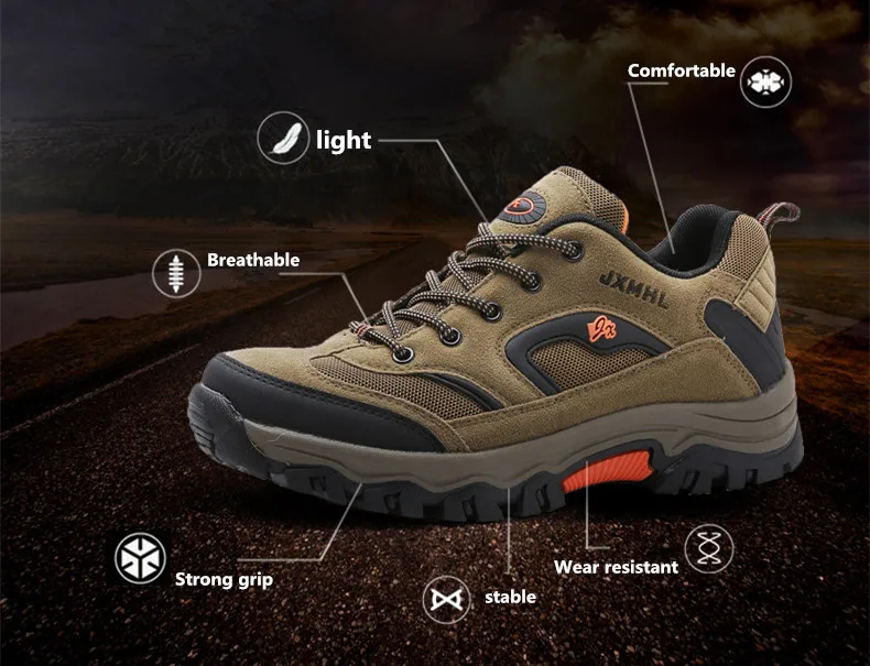 Big Size 39-47 Fashion Men Shoes Comfortable Waterproof Outdoor Casual Shoes Lace-Up Spring Autumn Rubber Sneakers