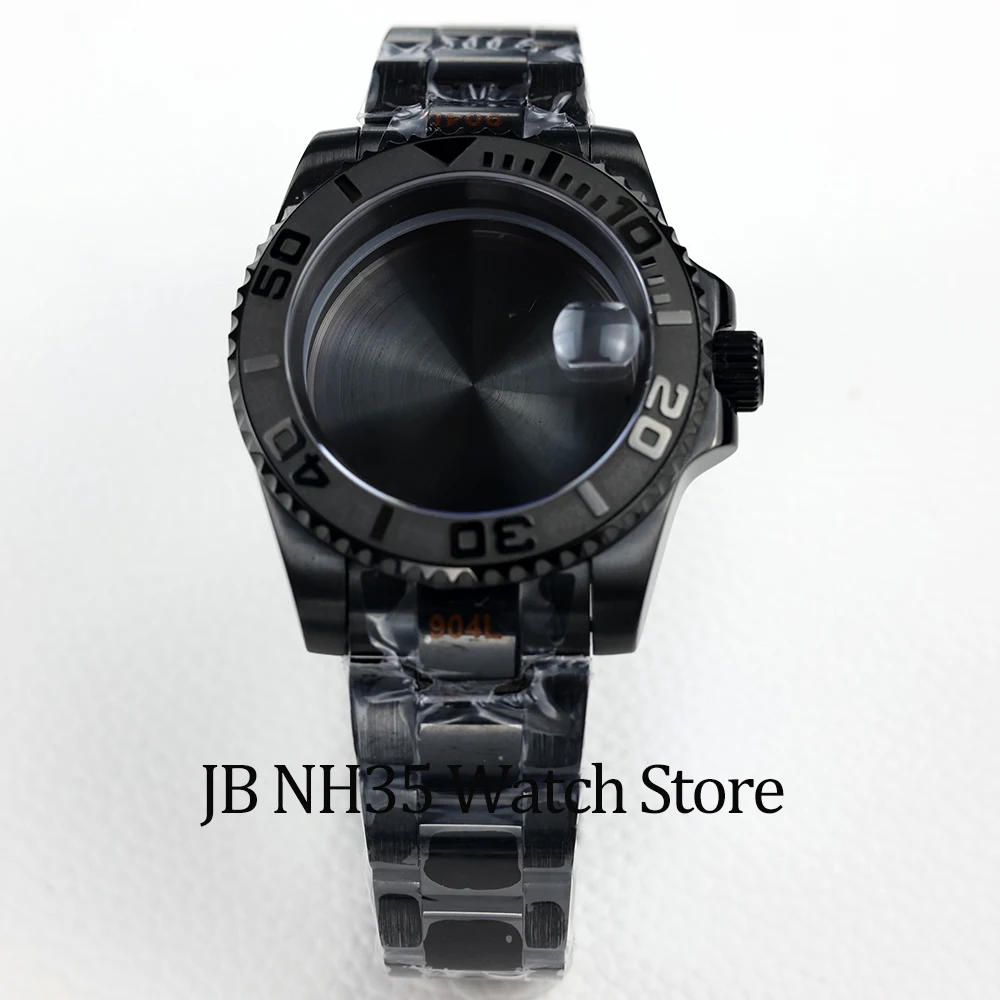 Casing jam tangan tahan air hitam 40mm NH35, kaca safir cocok dengan gerakan Nh35 Nh36 28.5mm Dial YACHT-casing MASTER jubilee/tali tiram