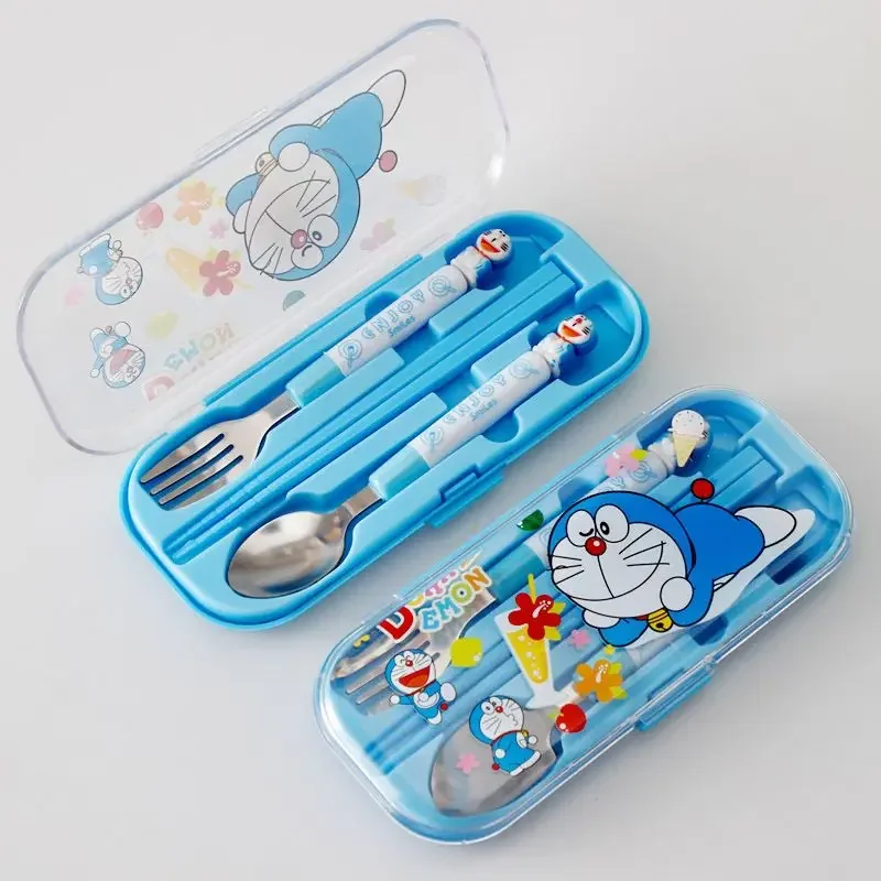 Sanrio Tableware Chopsticks Cinnamoroll Kawaii Cute Spoon Fork Cartoon Student Family Soup Stainless Steel Toys Girls Gifts