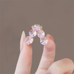 Pink Crystal Cluster Hair Claw Clip With Rhinestones For Women Half Updo Daily Wear Accessory Gift Gold Tone
