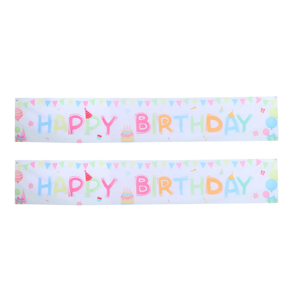 

2 Pcs Birthday Banner Decoration for Women Kid Backdrop Cartoon Banners Bunting