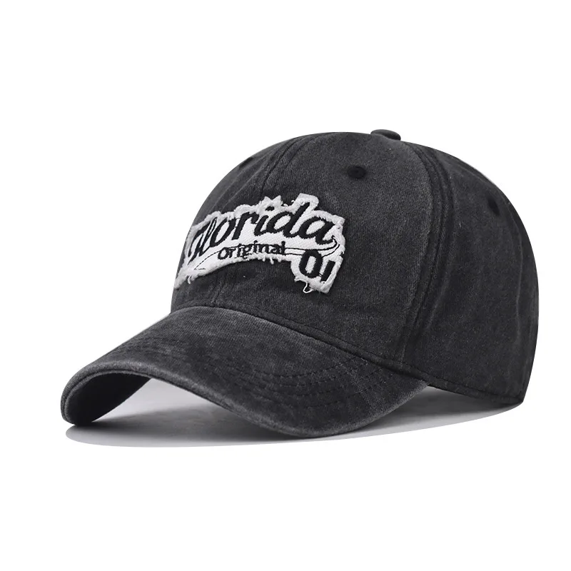 

Washed Cotton Florida Embroidered Baseball Cap Snapback Hat Versatile Trendy Four Seasons Solid Color Classic Dad Hat