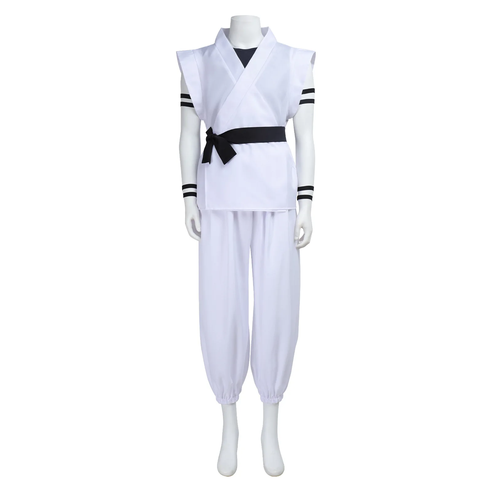 

Anime Curse Back Tactical Role-playing Set, White Clothes with Pants and Belt, Party Performance Costume Set, 2-piece Set