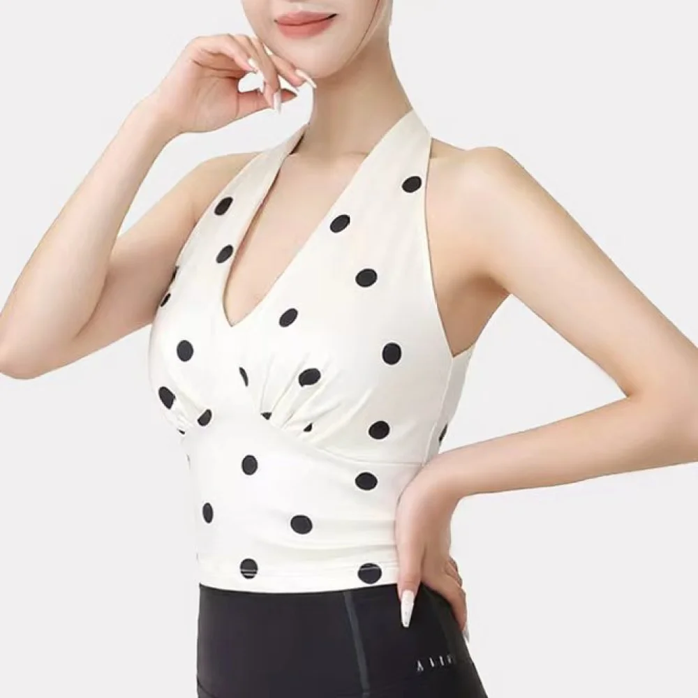For Queang Yoga Tank Top V Neck Plaid Halter Slim Fit Cropped Sports Bra Quick Dry Breathable Fitness Workout Vest