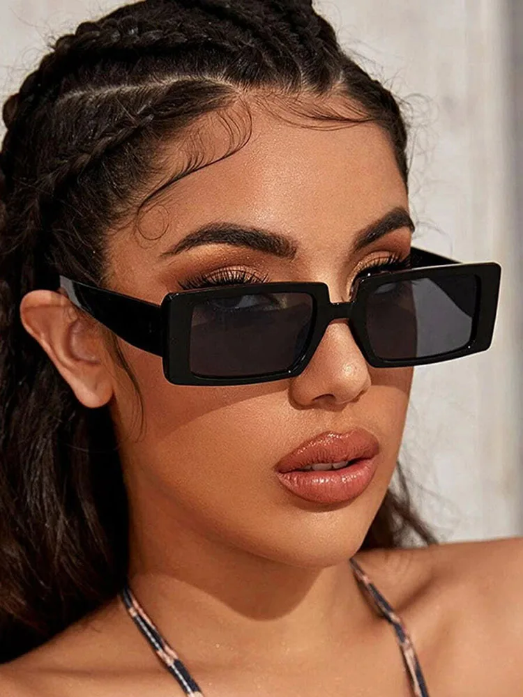Vintage Damenmode Sonnenbrille kleiner Rahmen Rechteck Sonnenbrille Herren Gelee Farbe Reise brillen uv400 oculos de sol очки – Detail 1