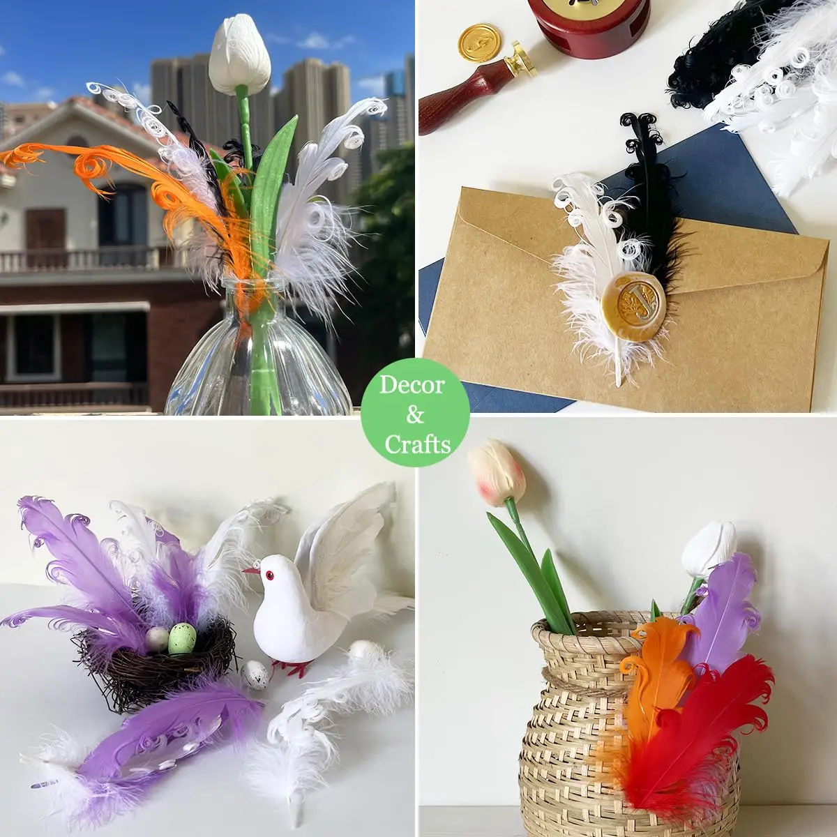 10pcs White Spire Goose Feathers 10–18cm 4–7in for Crafts Artificial Feather Decor Wedding Accessories Decoration