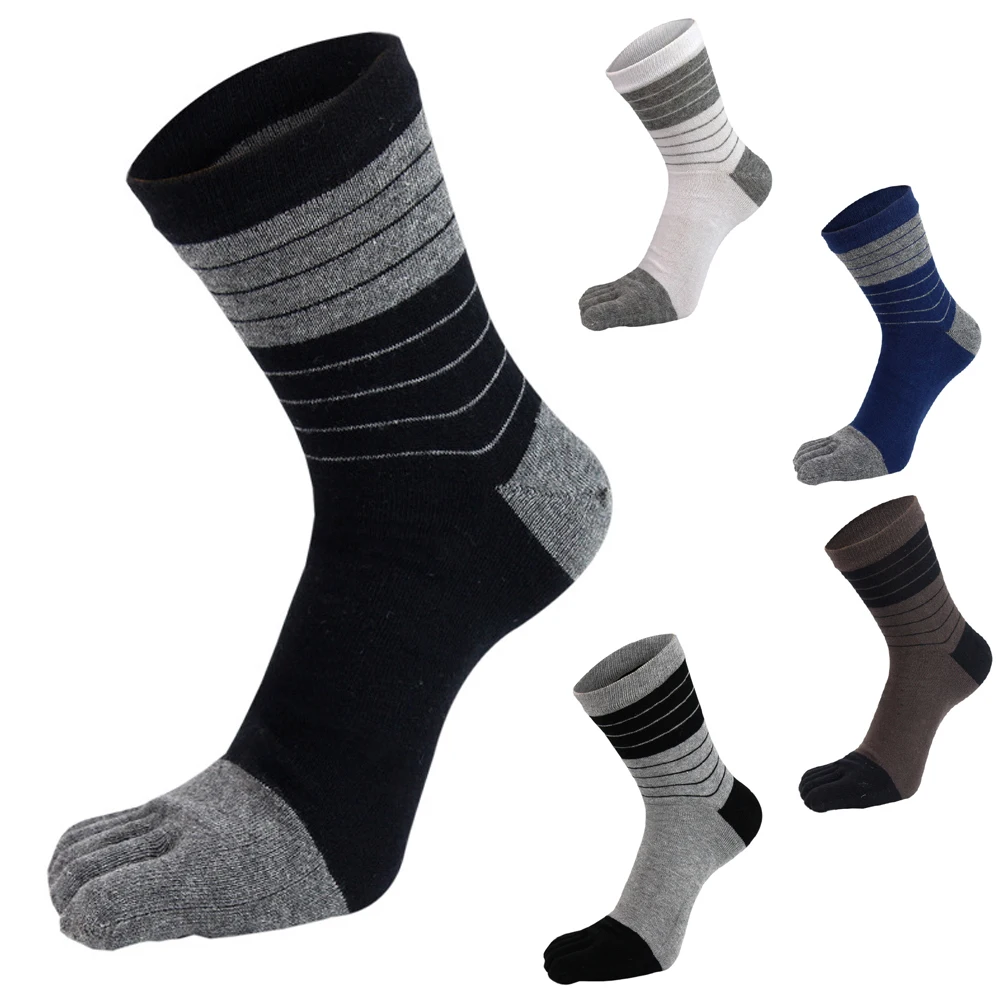 New Five Finger Socks For Man Combed  Breathable Colorful Cotton Sweat Deodorant Antibacterial Fashion Sport Socks With Toes