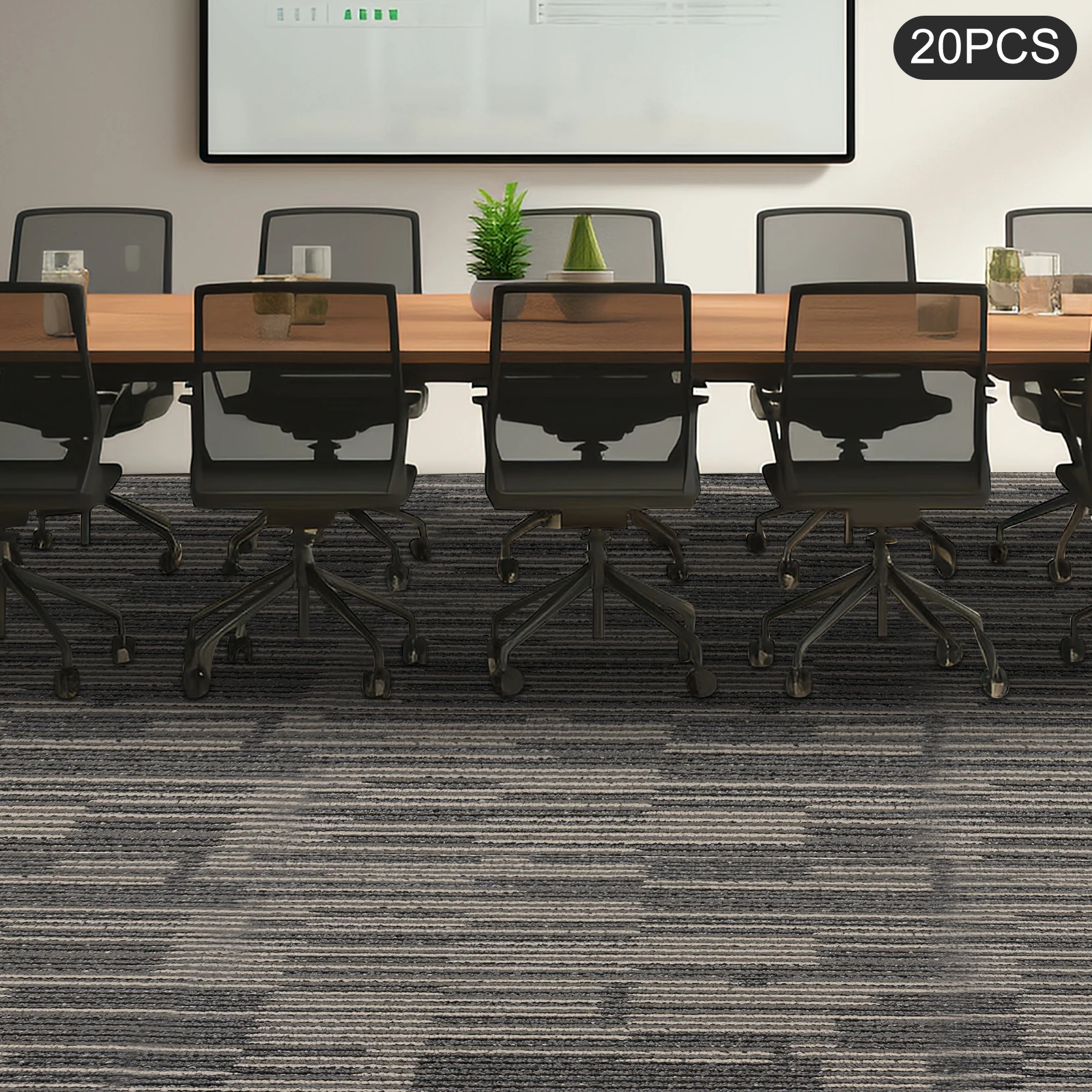 

20 шт. темно-серая квадратная ковровая плитка, блокирующие напольные коврики 20x20 дюймов, моющийся и прочный ковер толщиной 5,5 мм для офиса, использования в тренажерном зале