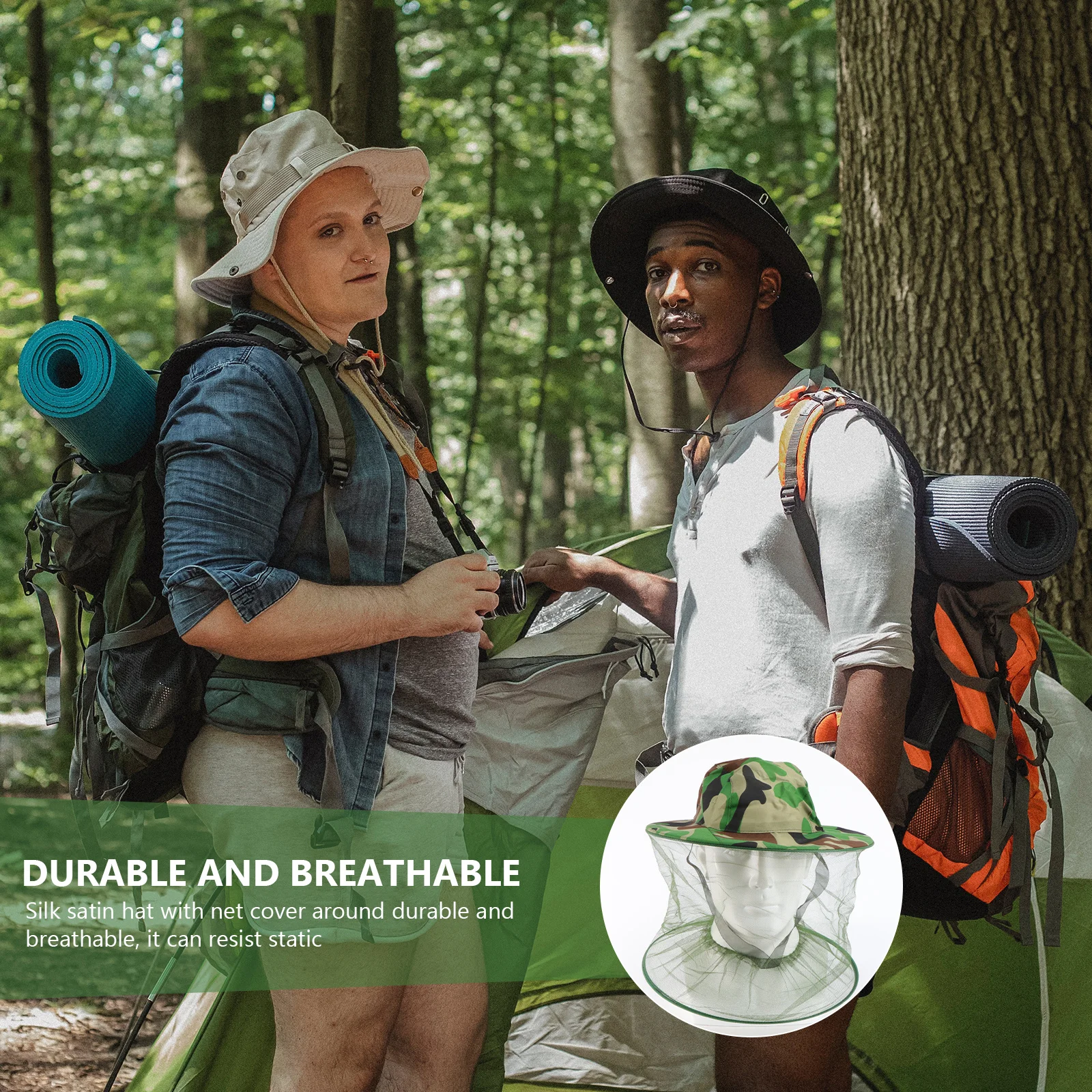 

Camouflage Bucket Mesh Hat Insect Net Face Protection Steel Ring Base Elastic Contraction Neckline Outdoor Camping Hiking