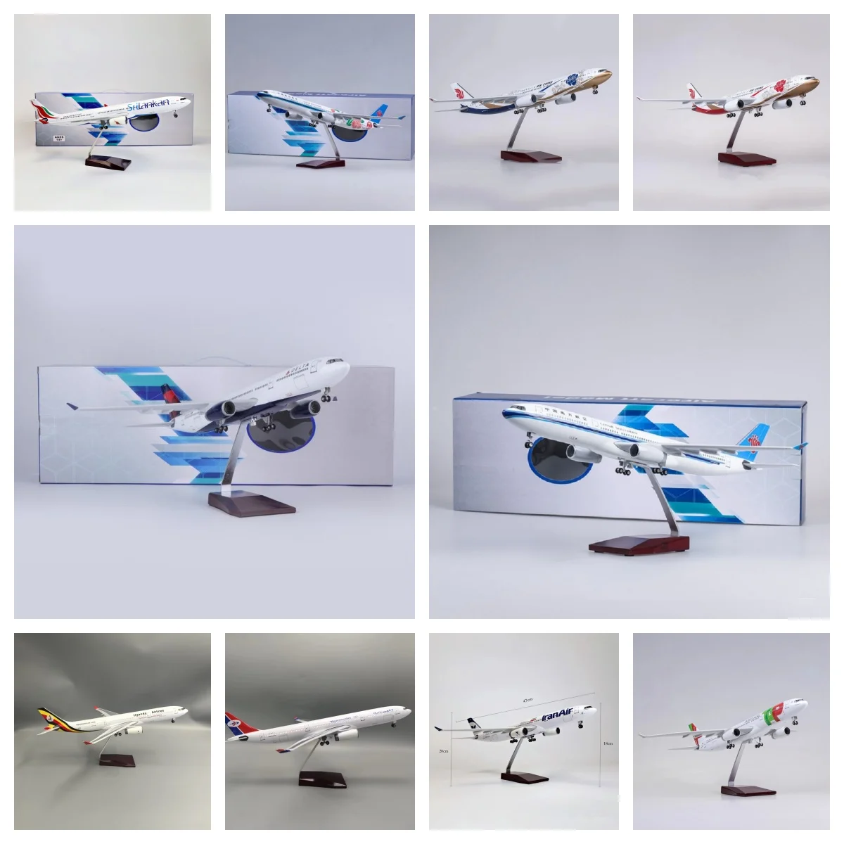 

47cm A330 Series Airlines Airplane Model 1:135 Scale Resin Plane With Stand LED Light Die-Cast Aircraft Toys Child Gift Ornament