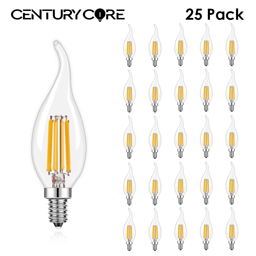 Dimmable C35 Led Bulb 220V 110V E14 E12 Clear Glass 4W 6W Vintage Pendant Crystal lamps Warm White Filament Lamp Decoration Home