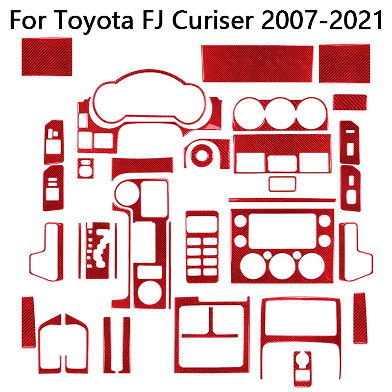 Autocollants rouges en Fiber de carbone pour voiture, accessoires décoratifs d'intérieur de voiture pour Toyota FJ Curiser 2007 2008 2009 2010 2011 2012-2021