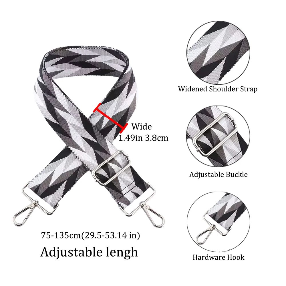 Canvas bag accessories striped strap portable one-shoulder dual-purpose wide bag strap hand-woven replacement armpit strap