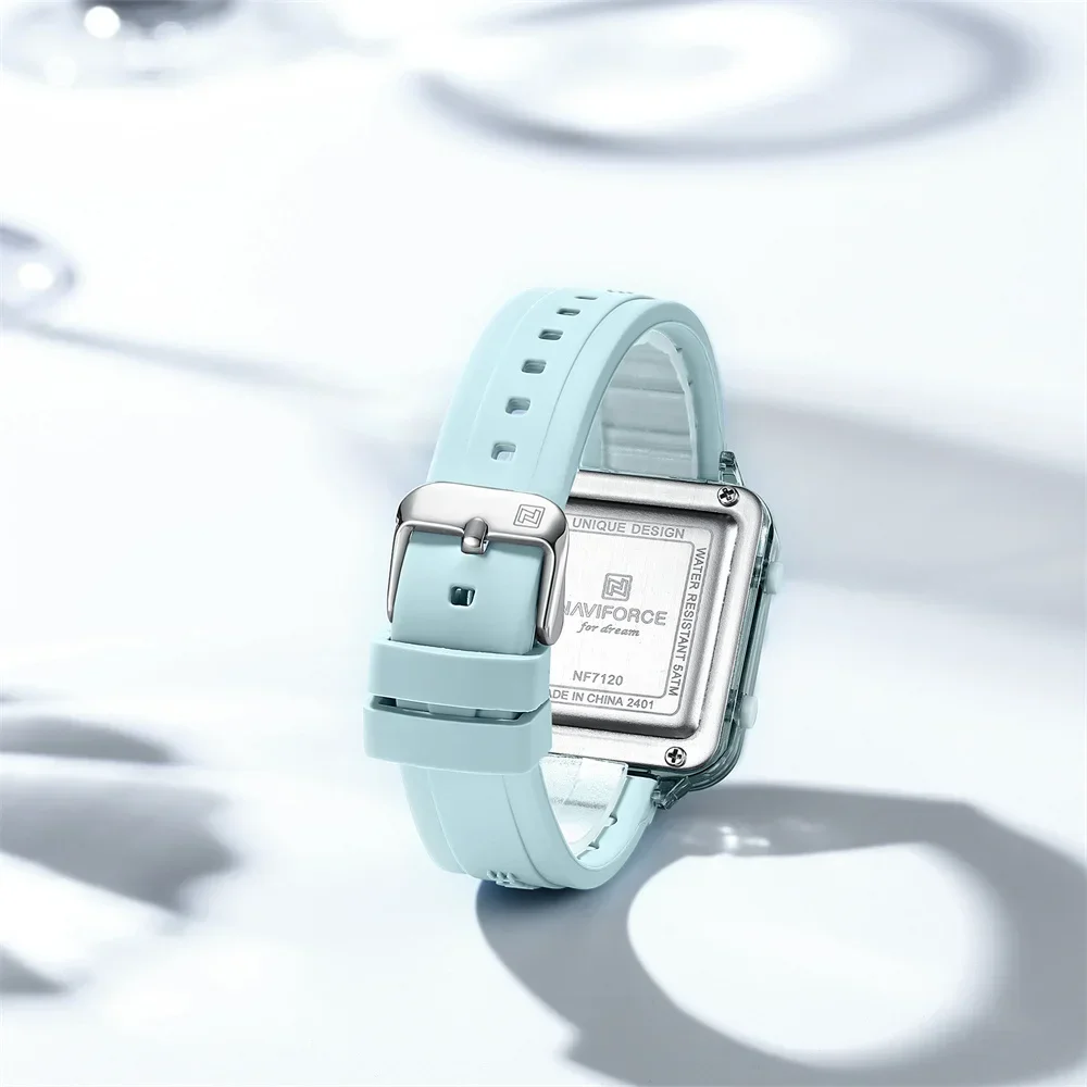 NAVIFORCE 7120, модные женские часы, спортивные водонепроницаемые силиконовые наручные часы, светящиеся цифровые часы с ЖК-дисплеем для женщин, reloj mujer