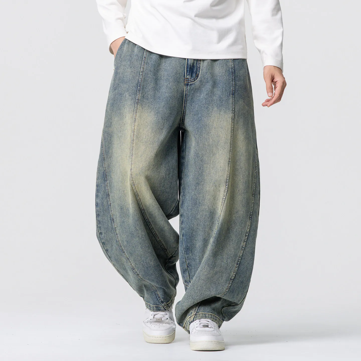 Men Streetwear Denim Pants Men Harajuku Washed Baggy Jeans Men Y2K Fashion Punk Casual High Waist Oversized Wide Leg Pants 5XL