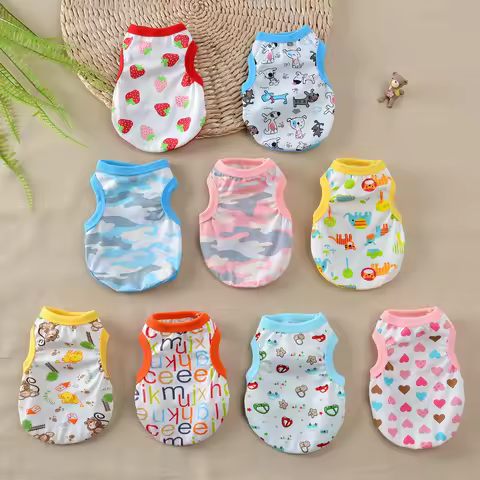 Cotton Vest Dogs Clothes For Small Dogs Chihuahua Clothes Summer Animals Cartoon Vest Dog T-Shirt For Small Dog Medium Yorkshire