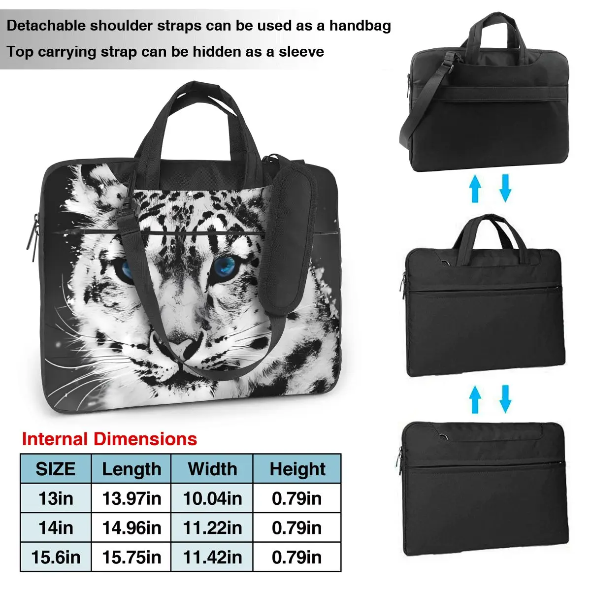 Laptop Bag Sleeve Case White Tiger Notebook Pouch Eye Blue Cute 13 14 15 Funny Portable Computer Pouch For Macbook Air HP Huawei