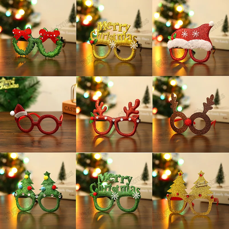 Christmas glasses frame decoration，Christmas Snowman Old Man Costume Props Hanging Ornaments Headband Set，Photo Party Activity G
