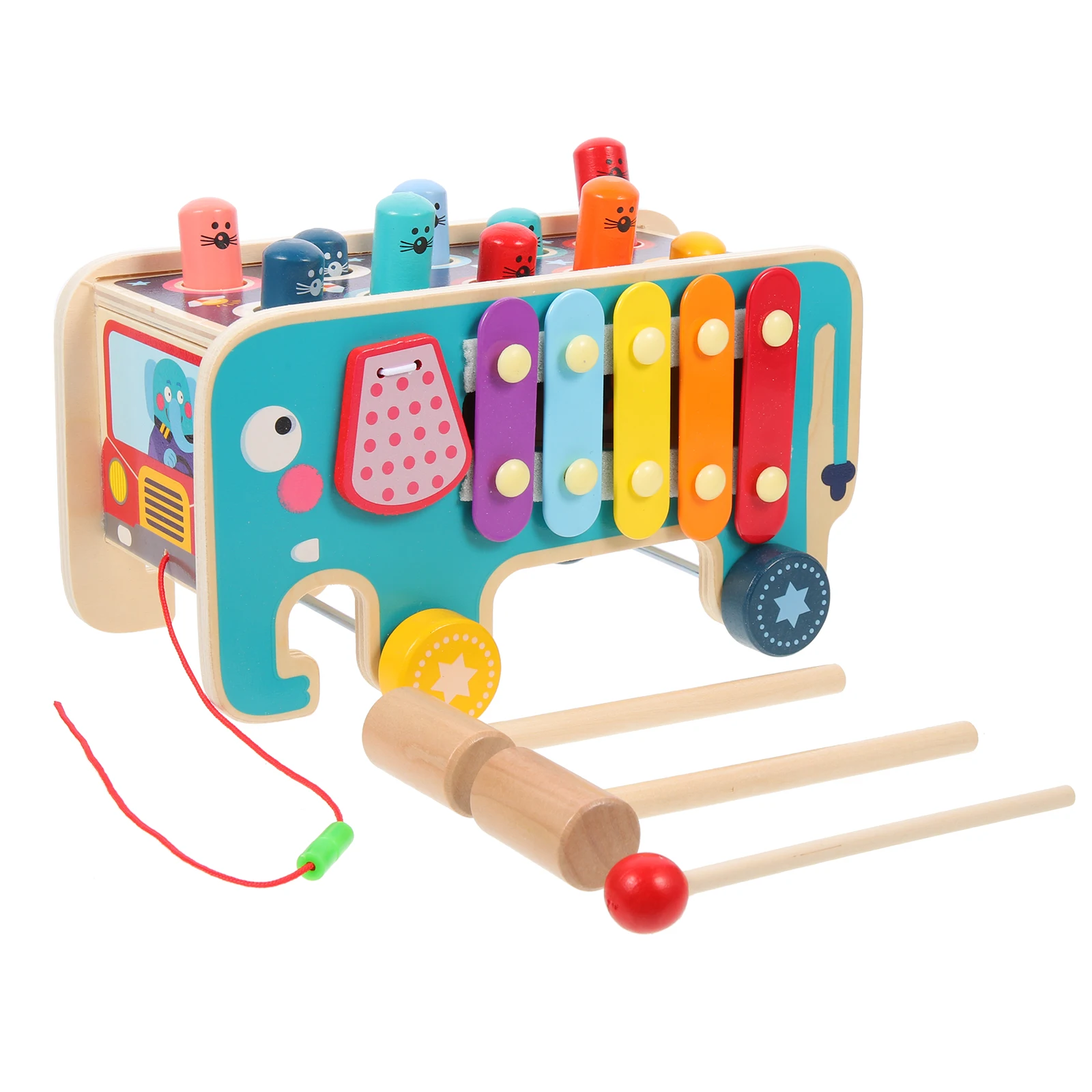 

Wooden Hammer Toy Kids Bright Color Music Education Percussion Instrument H Eye Coordination Baby Plaything Pounding Game