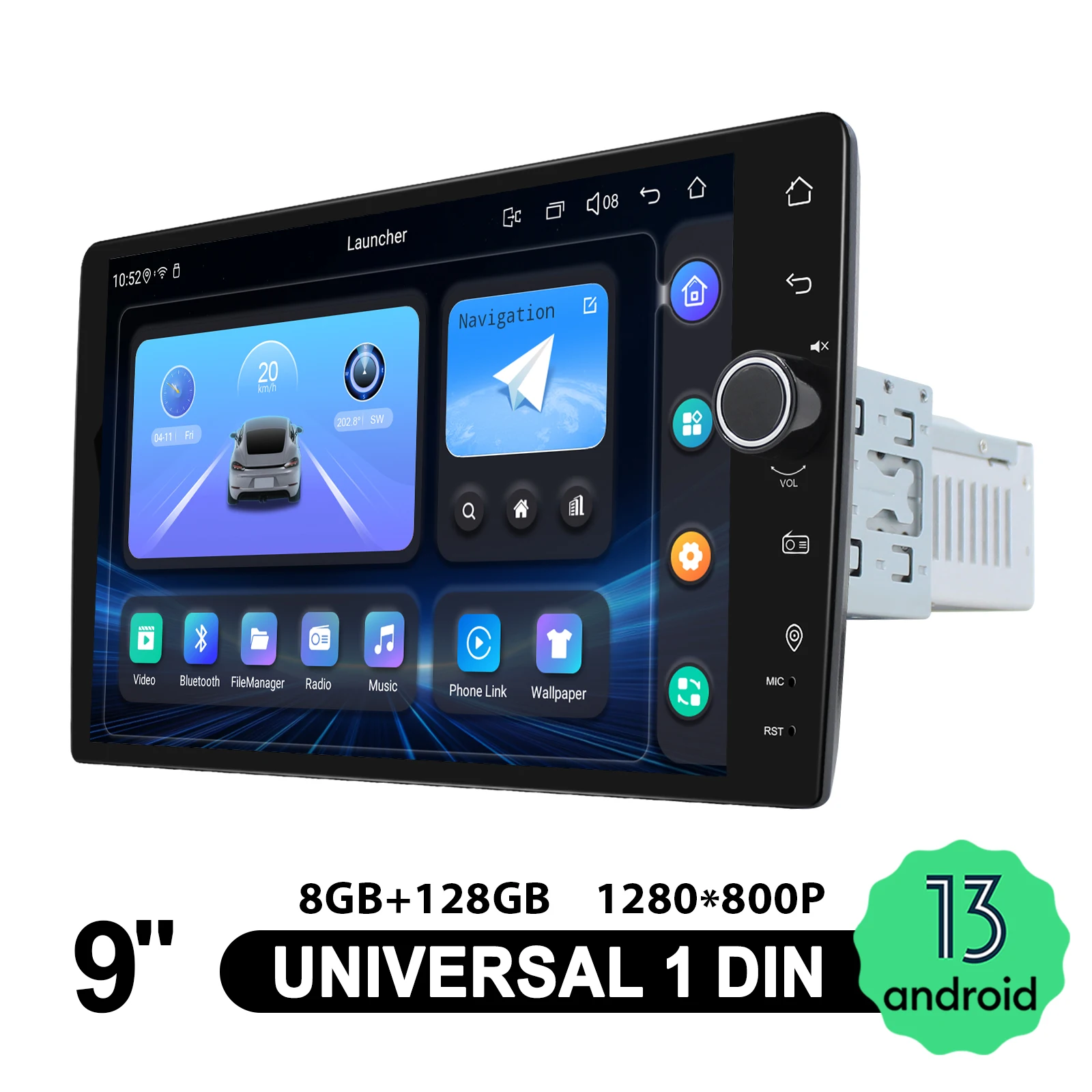 راديو ستيريو للسيارة RHD 9 بوصة يعمل بنظام أندرويد مع مقبض GPS Navi مع CarPlay اللاسلكي Android Auto HDMI/360 °   إخراج الكاميرا