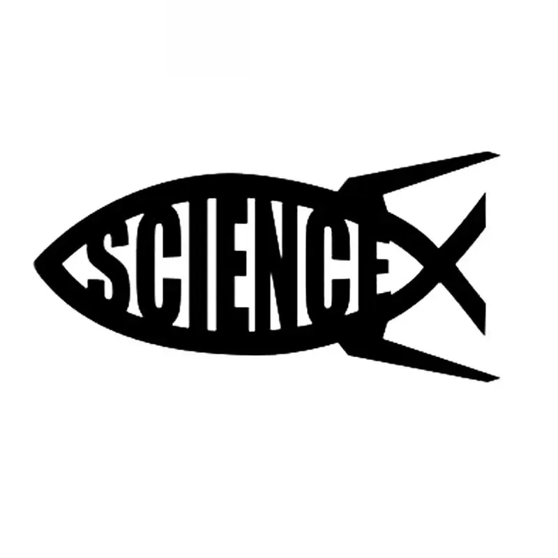 Car Sticker Science Jesus Fish Evolution God Darwin Big Bang Religious PVC Car Decoration Sticker Black/White,20cm*10cm