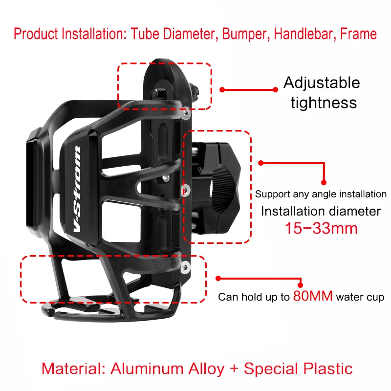 For Suzuki VSTROM 650 1000 1050 1050XT V-STROM DL250 DL650 DL1000 Motorcycle Beverage Water Bottle Cage Drink Cup Holder