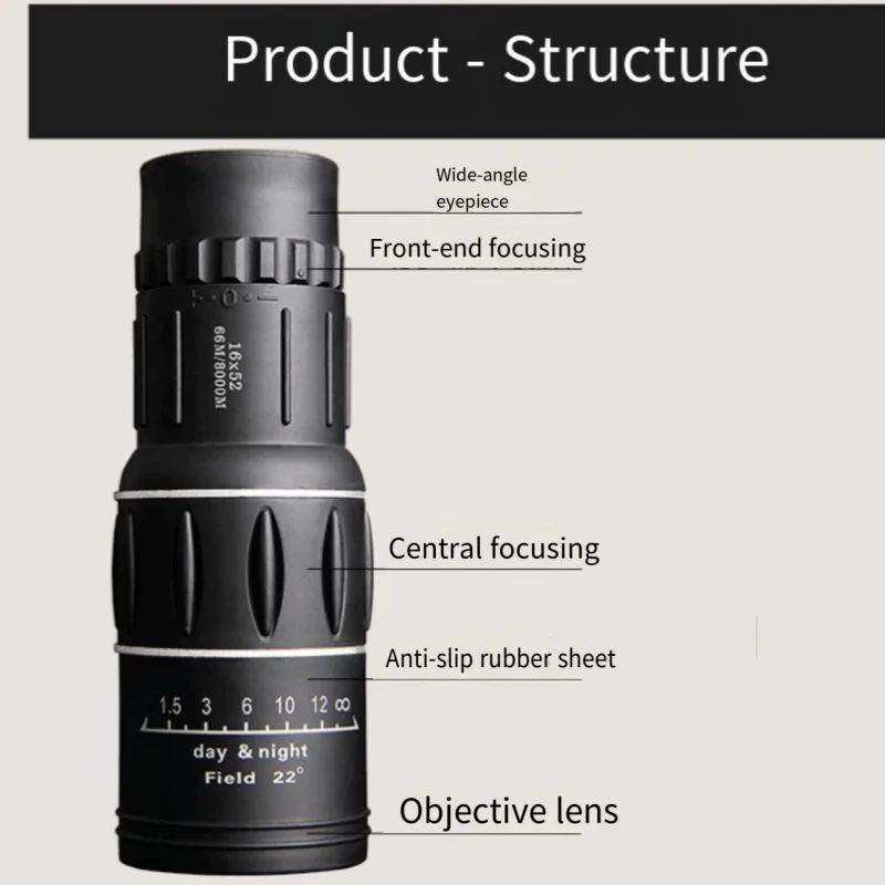 

16X52 Monocular Telescope That Connects to a Smartphone Portable Binoculars Suitable for Sports Events and Concerts Binoculars