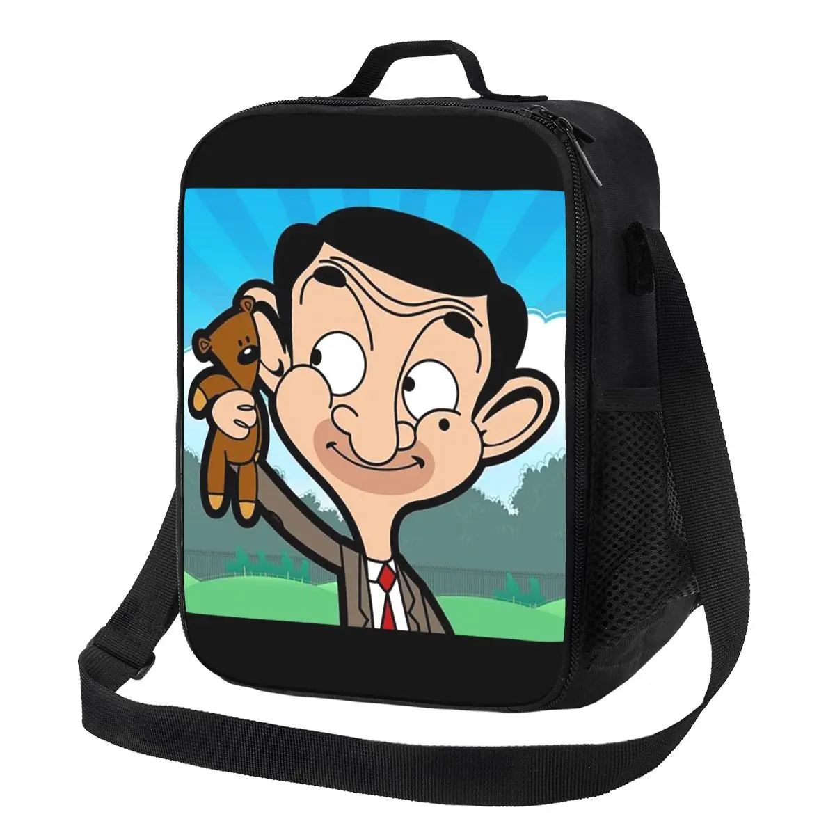 

Mr. Bean Cartoon Insulated Lunch Bag for School Bento Storage Food Boxes Portable Container Cooler Thermal Lunch Box Tote