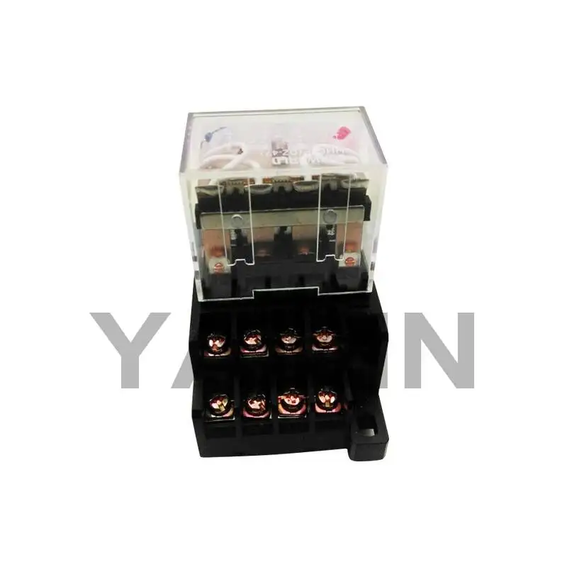HH64P Relay With Base Silver Contact 4NO 4NC General Purpose 14 Pins Silver Point Copper Foot Wiring 10A DC24V AC220V